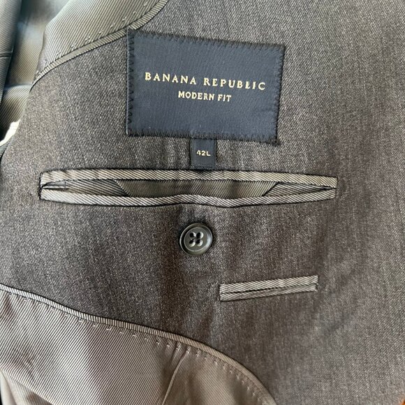 Banana Republic Men's Size 42L Dark Gray Modern-Fit 100% Wool Suit Jacket - Picture 10 of 15